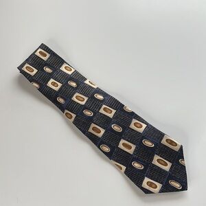 Nazareno Gabrielli Italy 100% Silk Blue Brown Neck Tie Vintage